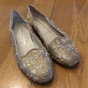 Stubbs & Wootton Metallic Embroidered Loafers